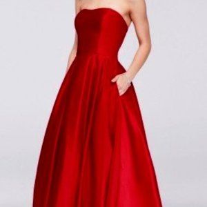 Betsy & Adam Strapless High-Low Ballgown